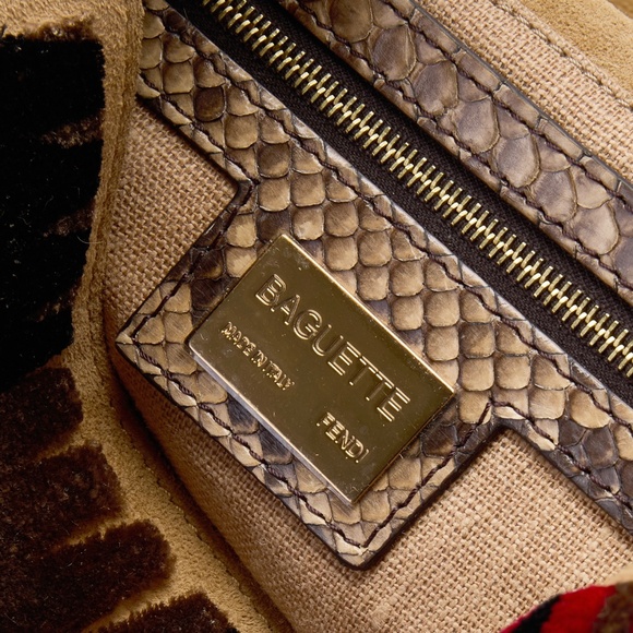 Fendi 2012 Pony Hair Suede Snakeskin Baguette Bag - Picture 5 of 5